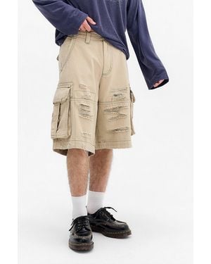 Jaded London Distressed Beach Cargo Shorts - Blue