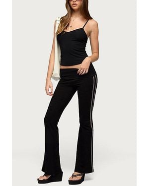 Edikted Charly Foldover Stripey Flared Pants - Blue