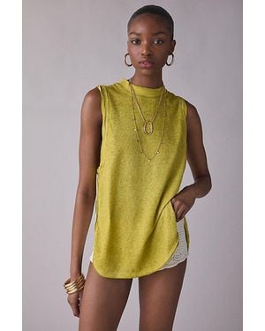 BDG Mirage Side-Split Tunic Tank Top - Green