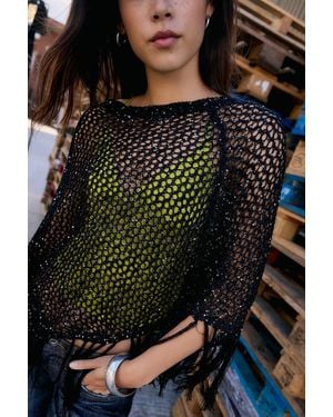 Urban Outfitters Uo Jamie Sparkle Poncho - Black