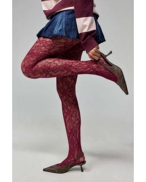 Out From Under Maude Lace Tights - Red