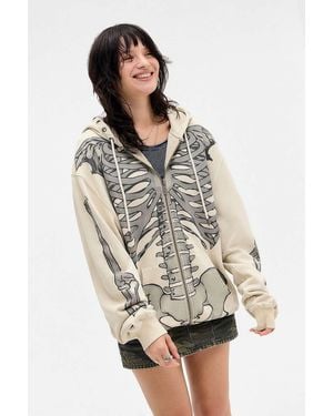 Ed Hardy Skeleton Zip-through Hoodie - Grey