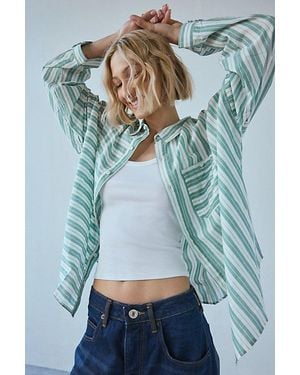 BDG Alex Breezy Cotton Oversized Button-Down Shirt - Blue