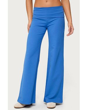 Edikted Wide Leg Fold Over Pants - Blue