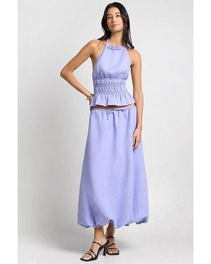 Onia Air Linen Smocked Halter Top - Blue