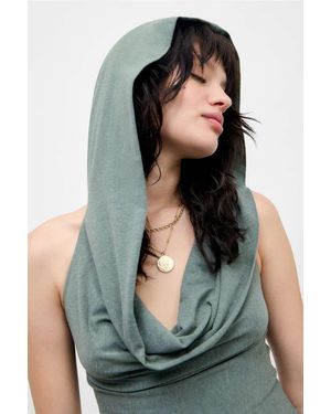 Silence + Noise Silence + Noise Coyote Hooded Cowl Halter Top - Green