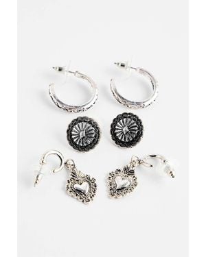 Silence + Noise Silence + Noise Ornate Etched Earrings 3-pack - White