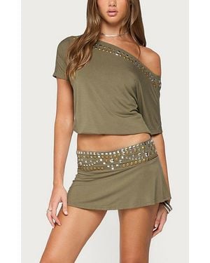 Edikted Feeva Studded Mini Skort - Green