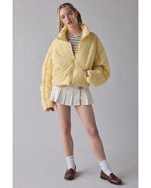 BDG Piper Ruched Cropped Puffer Jacket - Yellow