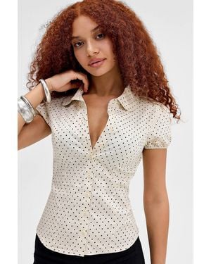 Kimchi Blue Clover Round Collar Shirt - White