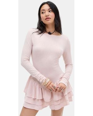 Kimchi Blue Ruffled Up Romper - Pink