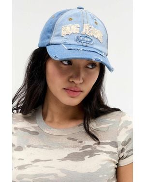 BDG Distressed Applique Logo Cap - Blue