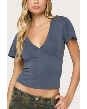 Edikted Naci Flutter V Neck Top - Blue