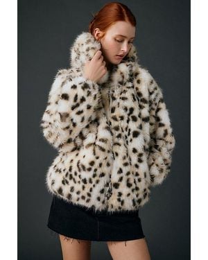 Urban Outfitters Uo Sloanne Faux Fur Zip-Up Hooded Jacket - Gray