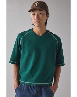Standard Cloth Reverse Terry Boxy Short Sleeve Sweatshirt - Green