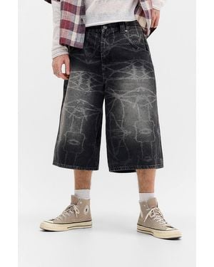 BDG Neo Black Barbed Wire Skate Jorts - Blue