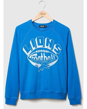 Junk Food Nfl Football Raglan Crewneck Fleece Sweatshirt - Blue