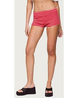 Edikted Hali Striped Knit Shorts - Red