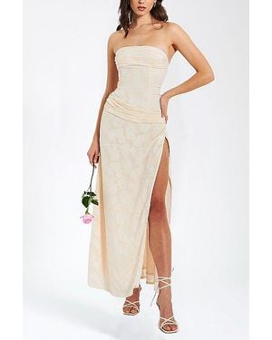 Miss Circle Xatia Jacquard High Slit Maxi Dress - White