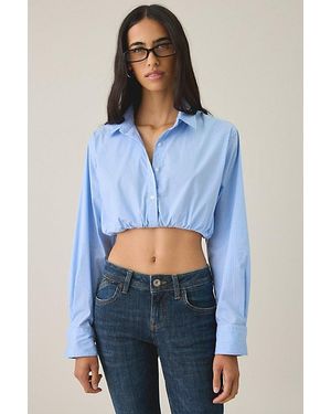 BDG The Mix Cropped Button-Down Shirt - Blue