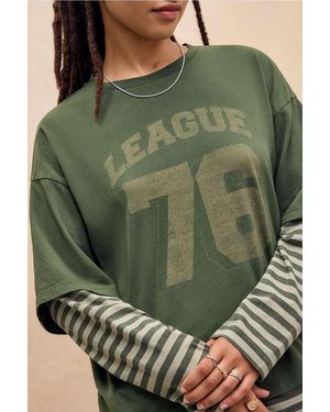 Urban Outfitters Uo Ollie League 76 Twofer T-shirt - Green