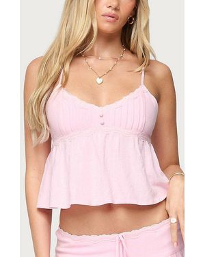 Edikted Selene Lacey Pleated Tank Top - Pink