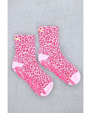 Brogi Yoga Animal Print Grip Pilates Socks - Pink