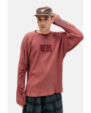 Ed Hardy Uo Exclusive Rosewood Rib Appliqué Graphic Tee - Red