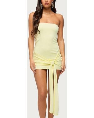 Edikted Sonie Tie Waist Strapless Mini Dress - Yellow