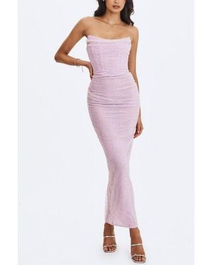 Miss Circle Raylee Beaded Mesh Strapless Maxi Dress - Purple