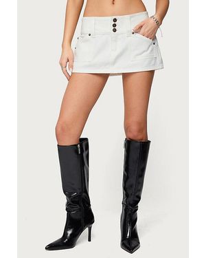 Edikted Petite Mckinley Denim Mini Skirt - White