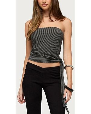 Edikted Margotte Striped Strapless Top - Black