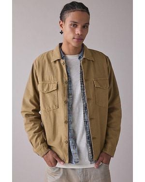 BDG Textured Cotton Surplus Overshirt Top - Brown