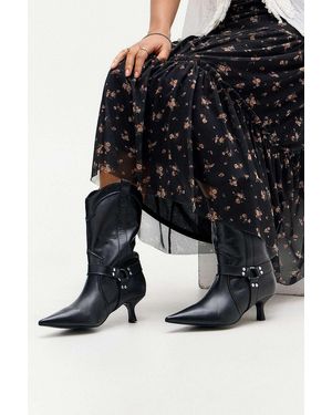 Urban Outfitters Uo Black Harness Pointed Leather Boots
