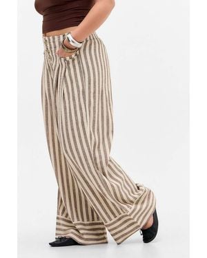 Urban Outfitters Uo Daybreak Stripe Linen Trousers - Natural