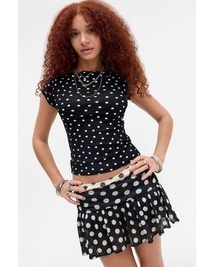 Urban Outfitters Uo Frankie Short Sleeve Slash Top - Black