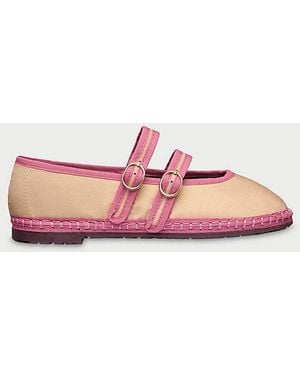 Flabelus Linen Claire Mary Janes Shoe - Pink