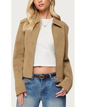 Edikted Cozette Faux Leather Jacket - Blue