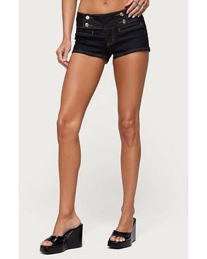 Edikted Cheney Low Rise Stretchy Denim Shorts - Blue