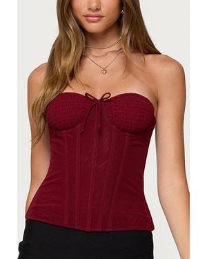 Edikted Guinivere Smocked Strapless Corset - Red