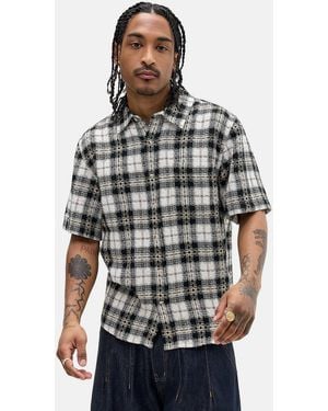 BDG Ivory Check Short Sleeve Shirt - Grey