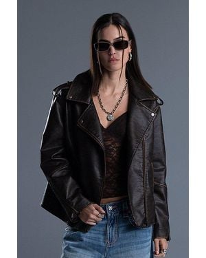 Miss Me Elara Leather Jacket - Grey