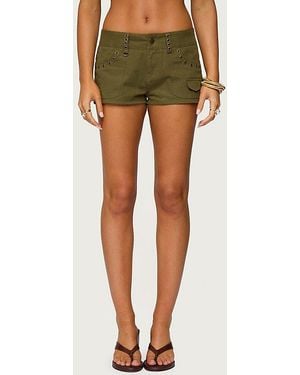 Edikted Hazen Grommet Low Rise Shorts - Green
