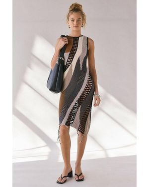 The Ragged Priest Enigma Asymmetrical Knit Midi Dress - Multicolor