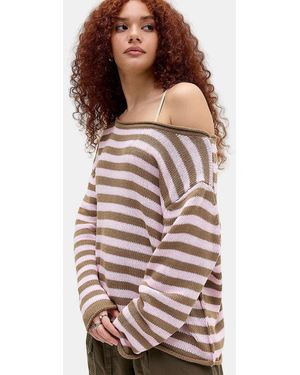 Urban Outfitters Uo Nola Off-shoulder Knit Jumper - Pink