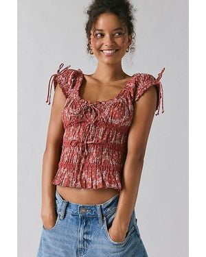 Kimchi Blue Remi Tie-Front Cropped Blouse - Red