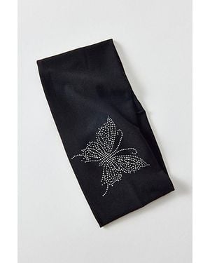 Urban Outfitters Flutter Flora Rhinestone Wide Knit Headband - Black