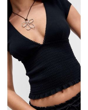 Urban Outfitters Uo Verity Cap Sleeve Top - Black