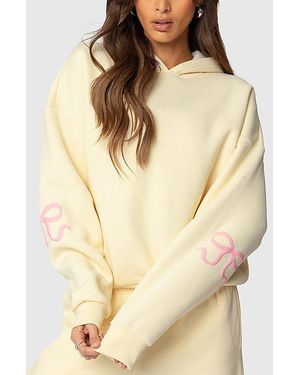 Edikted Bonney Bow Detail Hoodie Sweatshirt - Natural