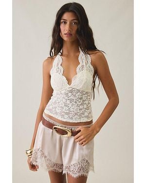 Urban Outfitters Uo Lainey Sheer Lace Halter Top - White